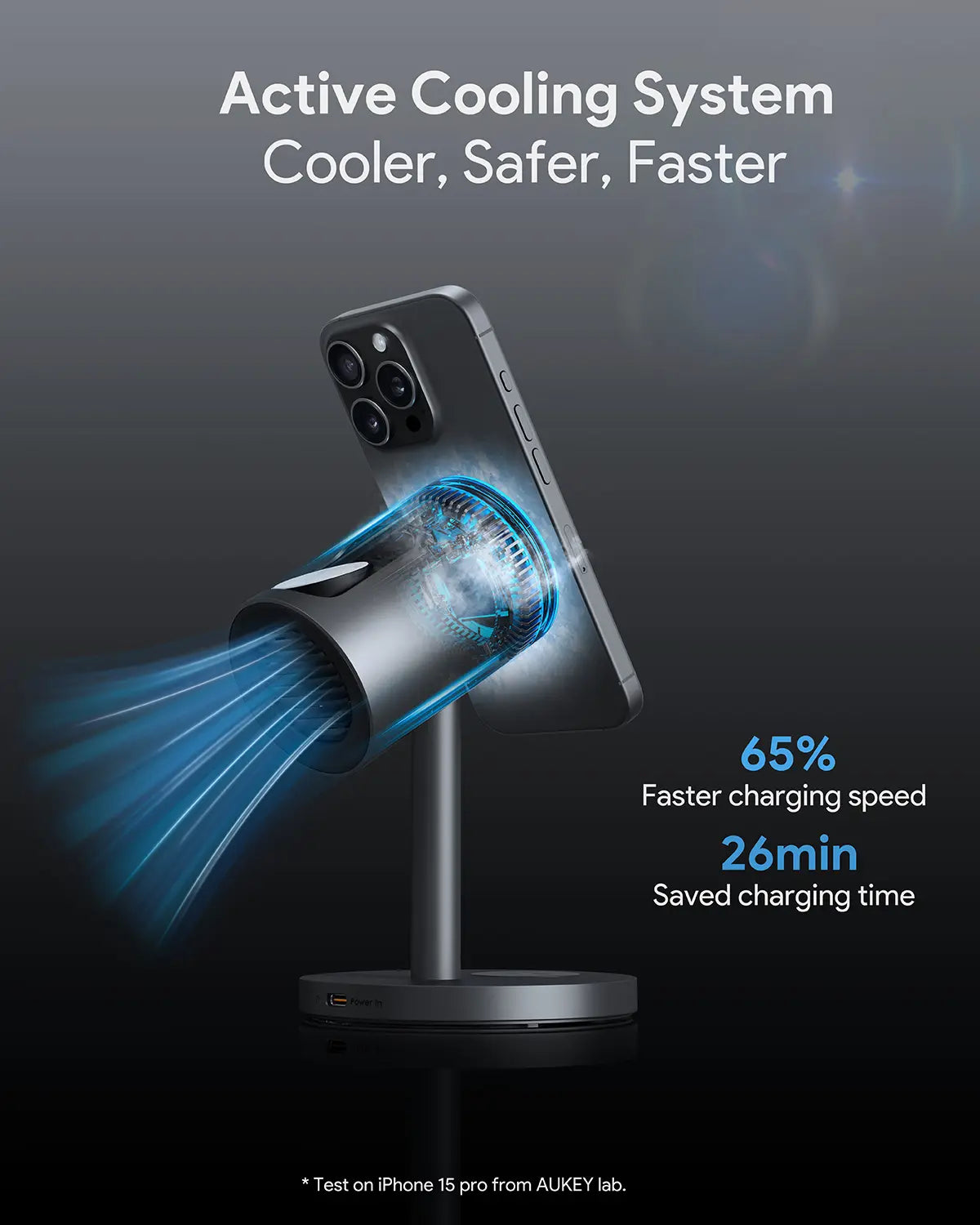 Aukey MagFusion 3-in-1 Pro Qi2 Active Cooling Wireless Charging Station (LC-MC311A)