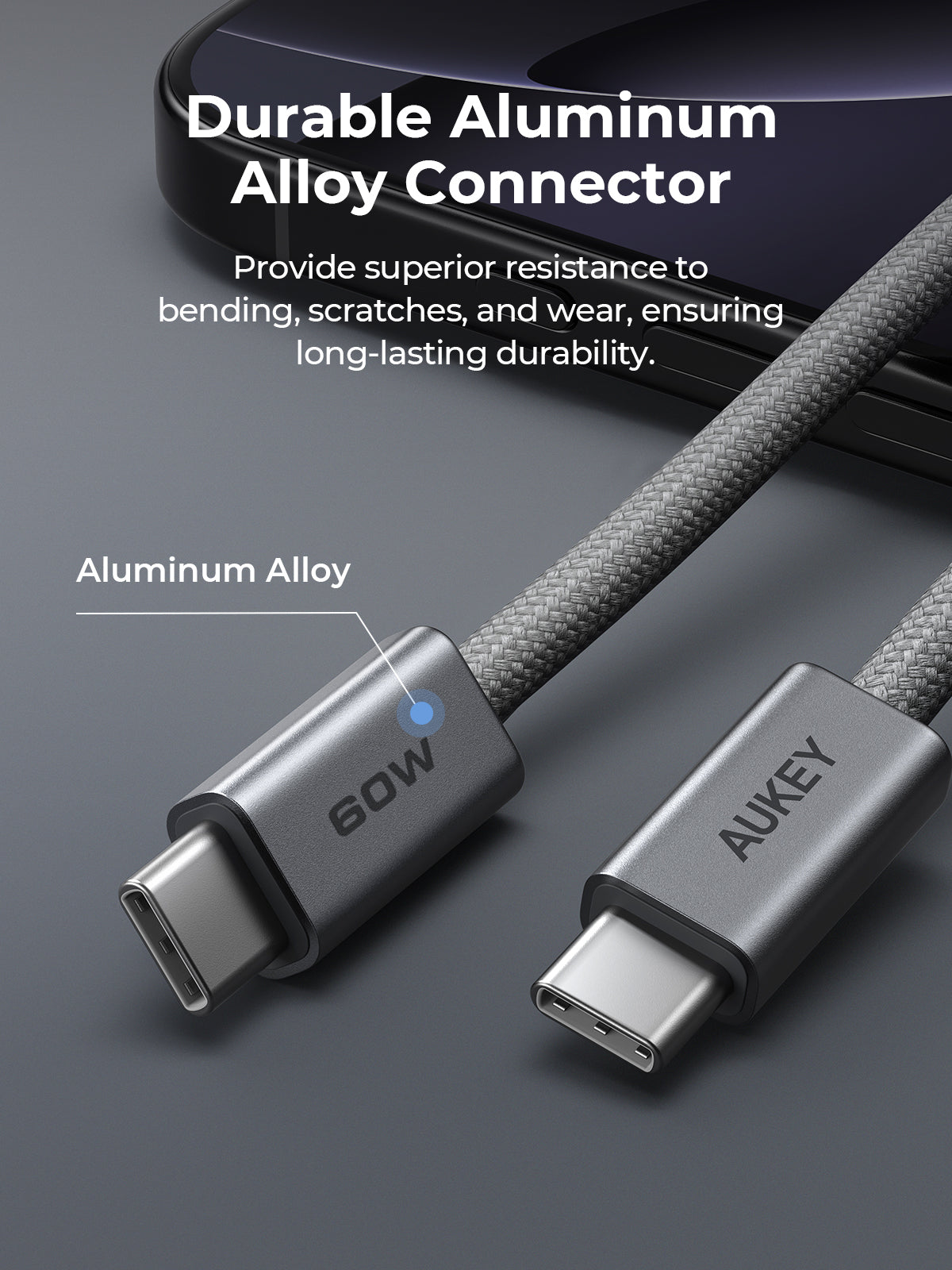 AUKEY CB-DCC062 Circlet Blink 1.8m 60W DTY Braided USB-C to C Cable