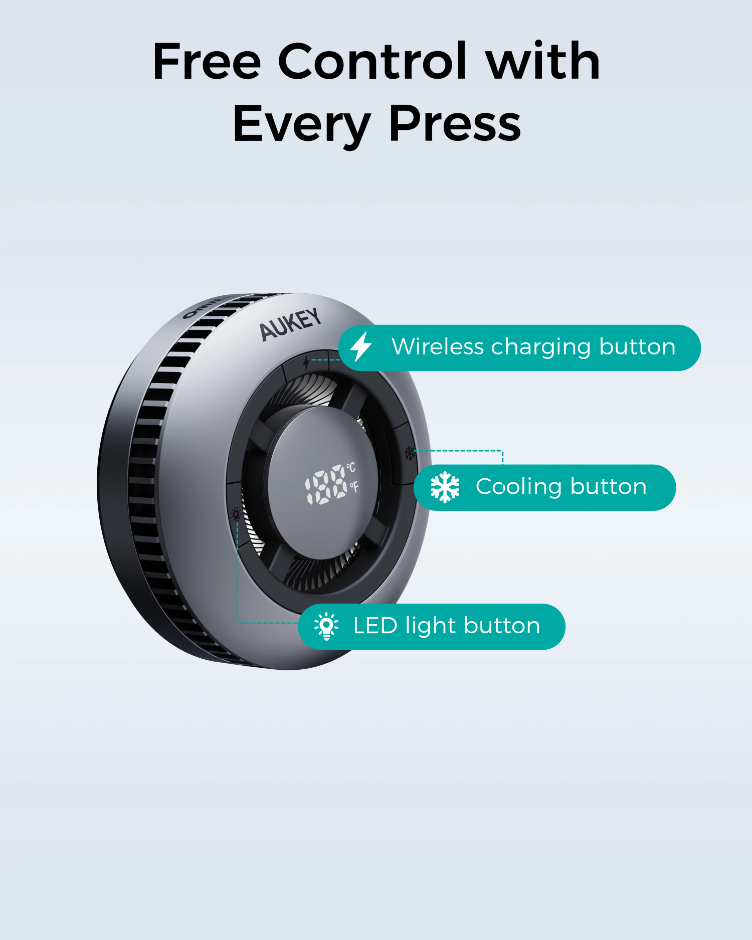 AUKEY MagFusion GameFrost Qi2 Active Cooling Wireless Charger (LC-G10)