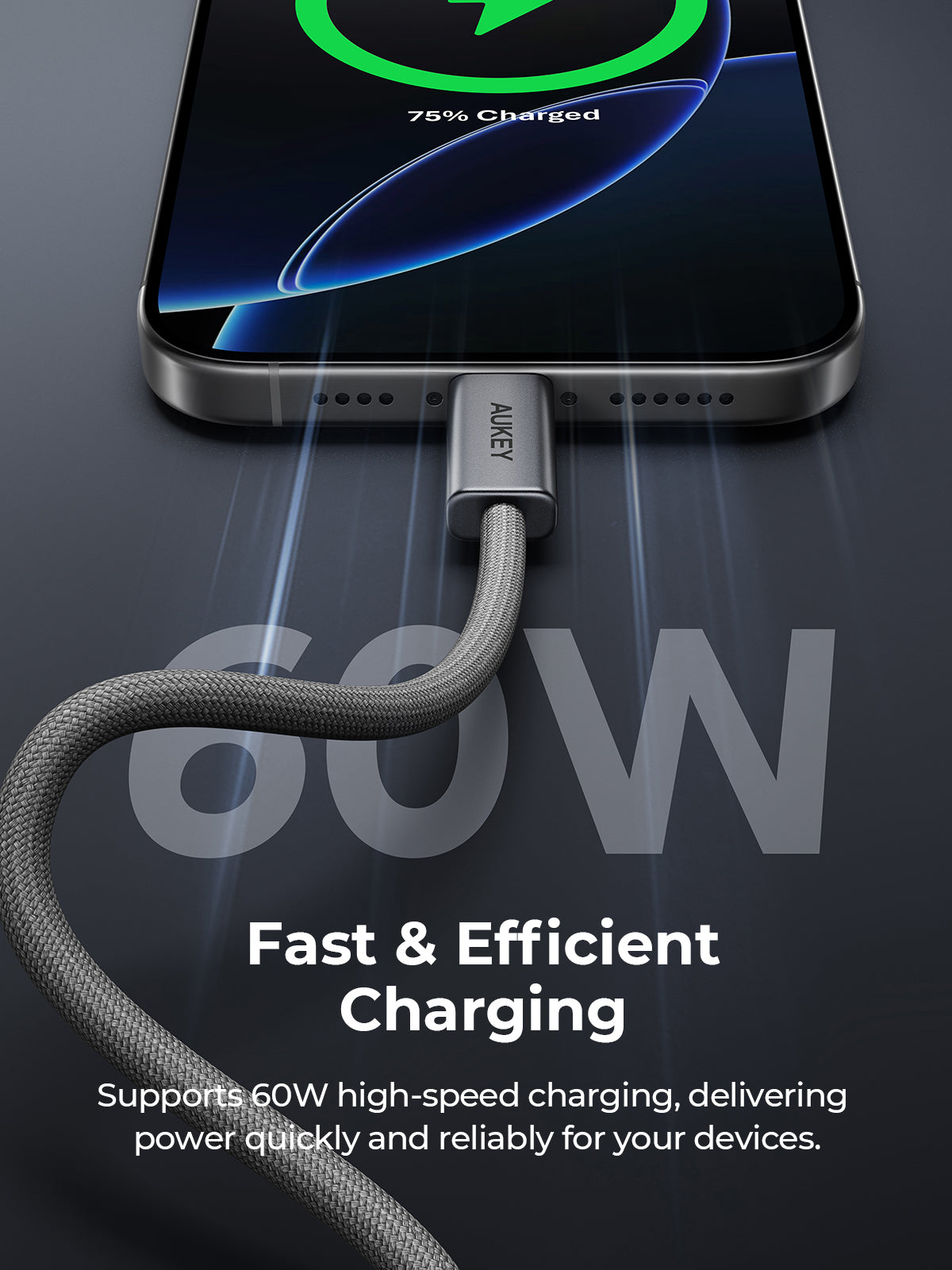 AUKEY CB-DCC062 Circlet Blink 1.8m 60W DTY Braided USB-C to C Cable