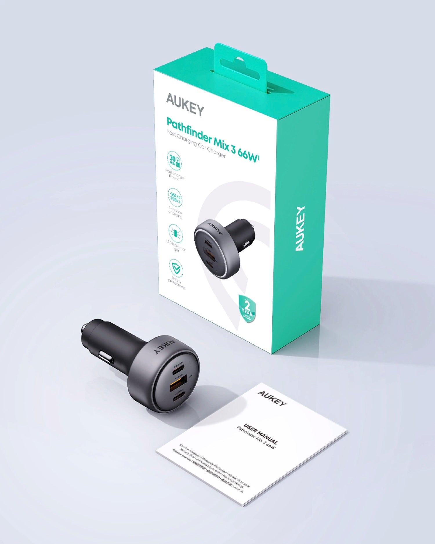 Aukey Pathfinder Mix 3 Fast Charging Car Charger 66W (CC-P1)