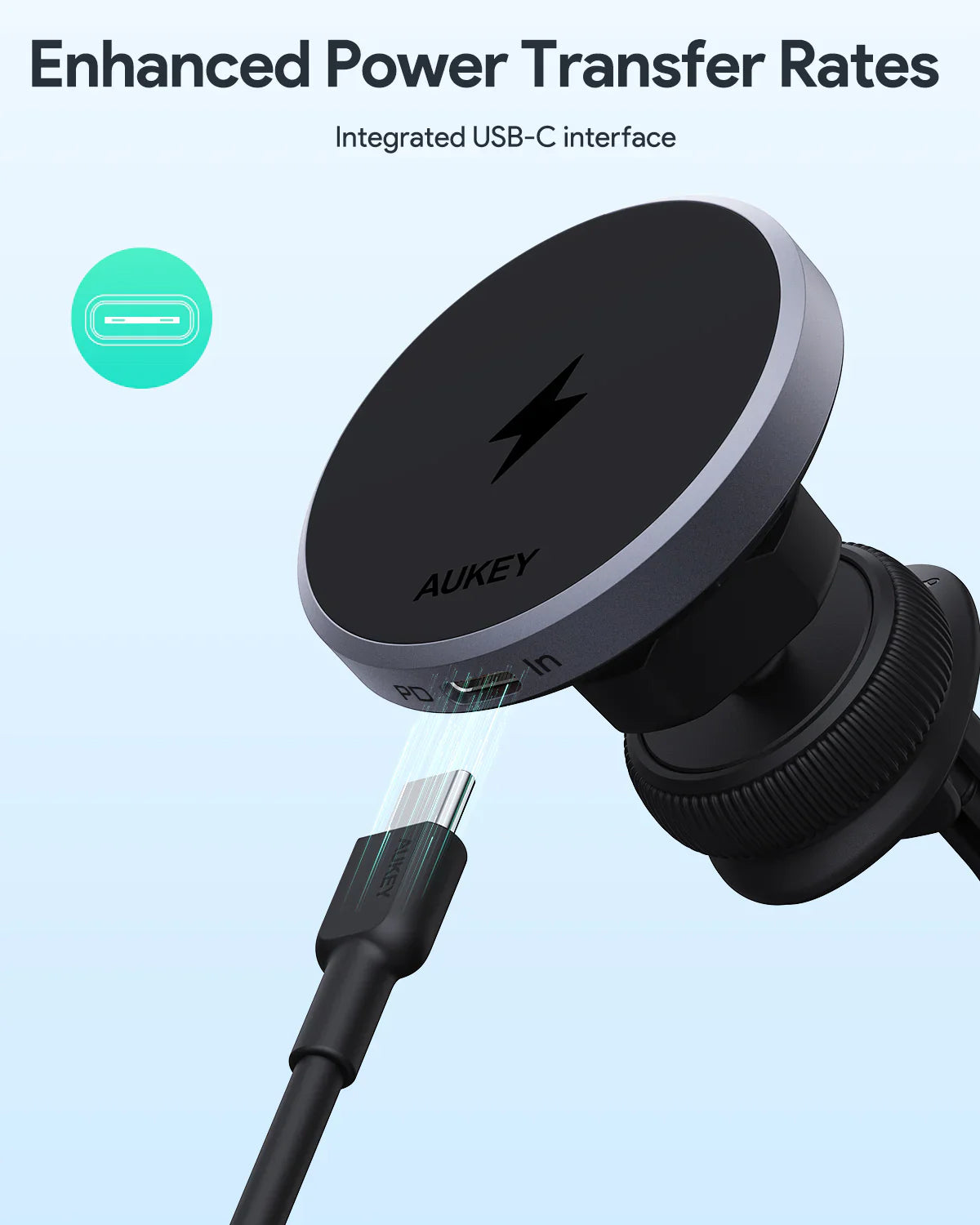 Aukey Wireless Car Magsafe Holder/ Charger 15W (HD-MC13)
