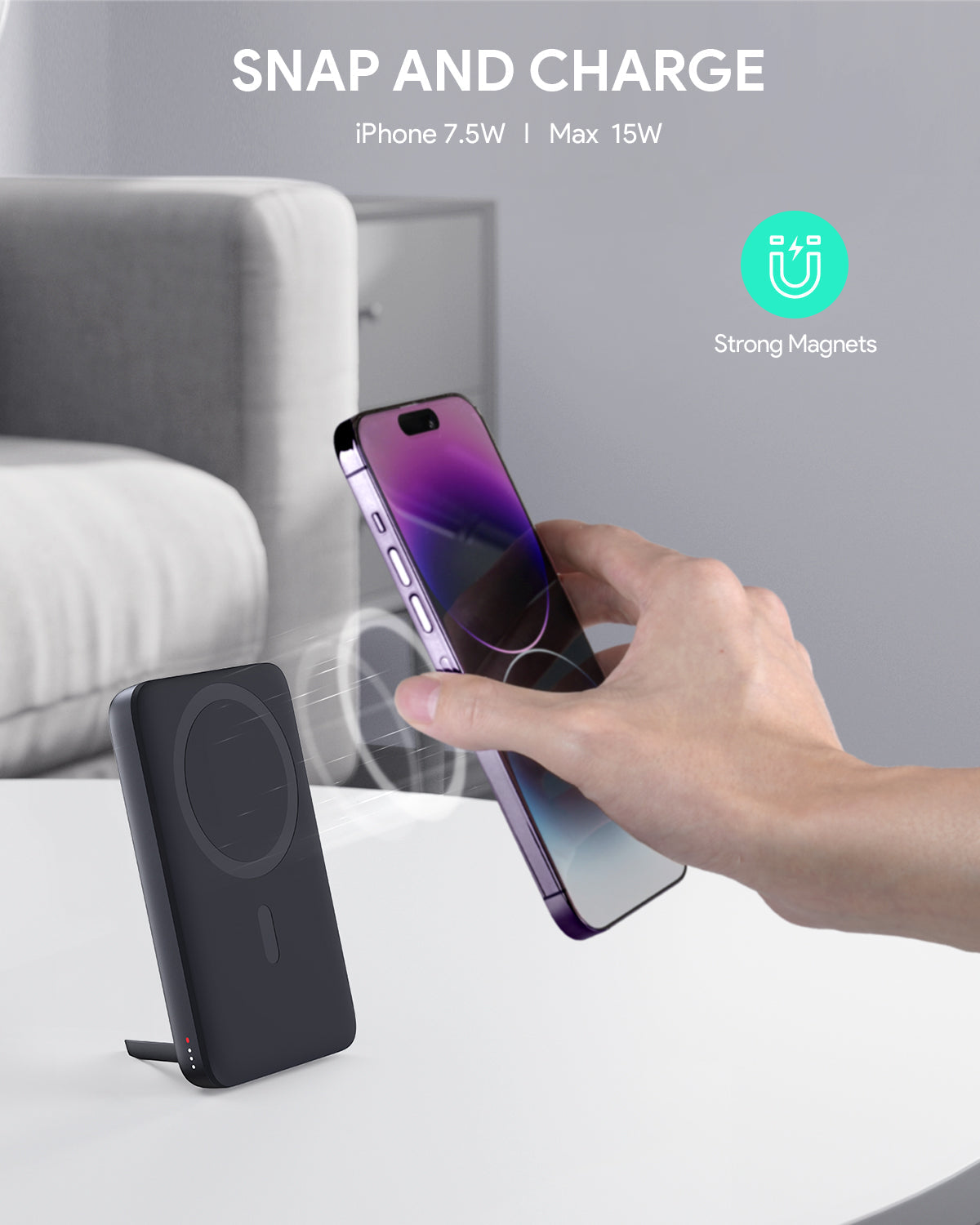 Aukey Maglink Power Bank Wireless Charger 30W 6700mAH (PB-MS01)