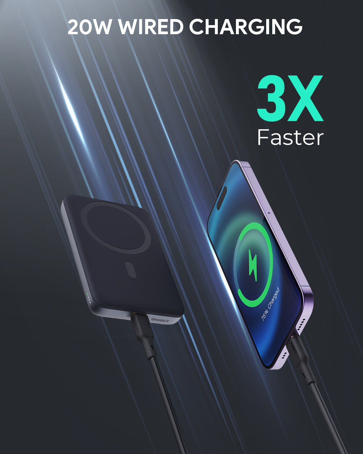 Aukey Maglink Power Bank Wireless Charger 30W 6700mAH (PB-MS01)