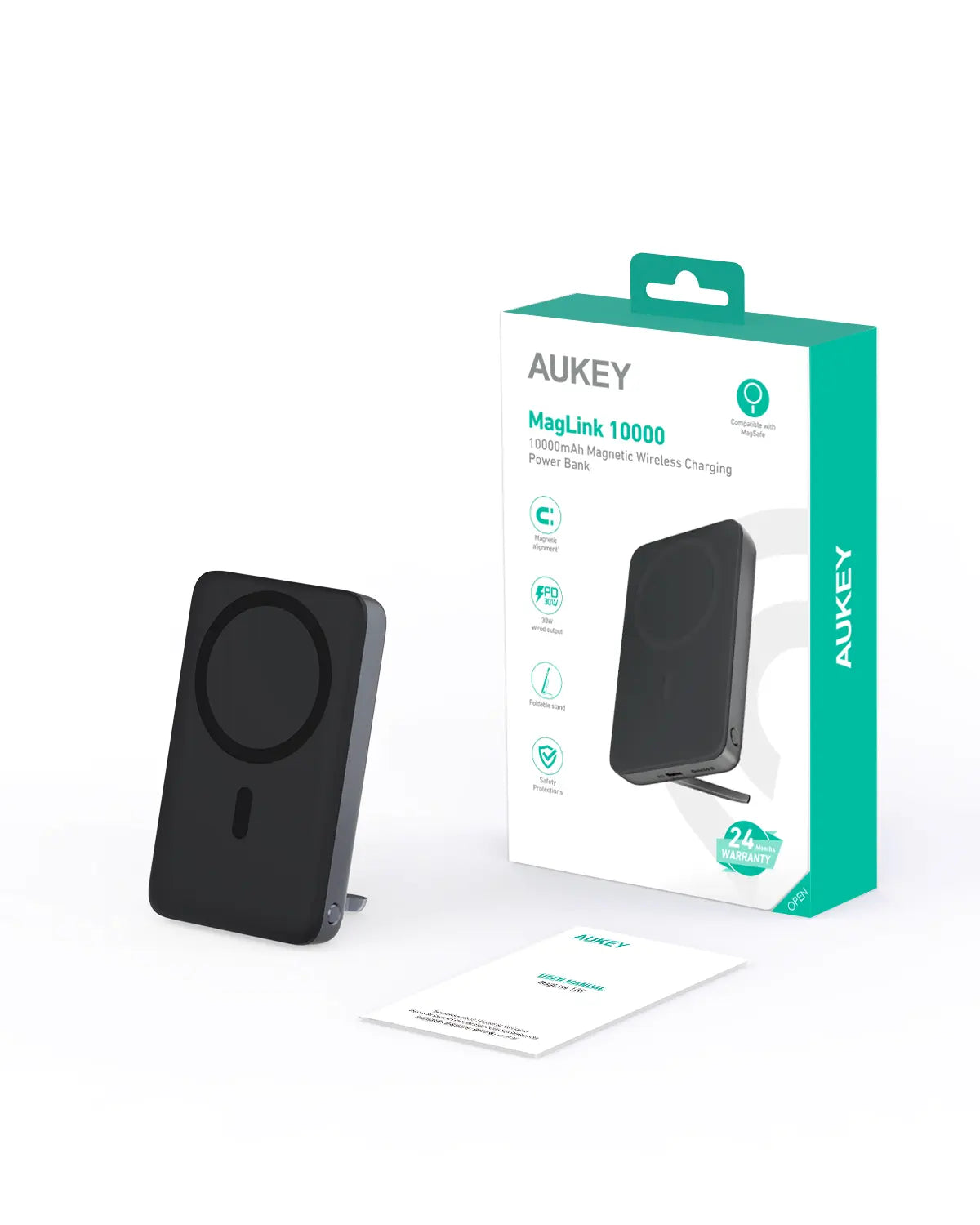Aukey Maglink Power Bank Wireless Charger 30W 10000mAh (PB-MS02)