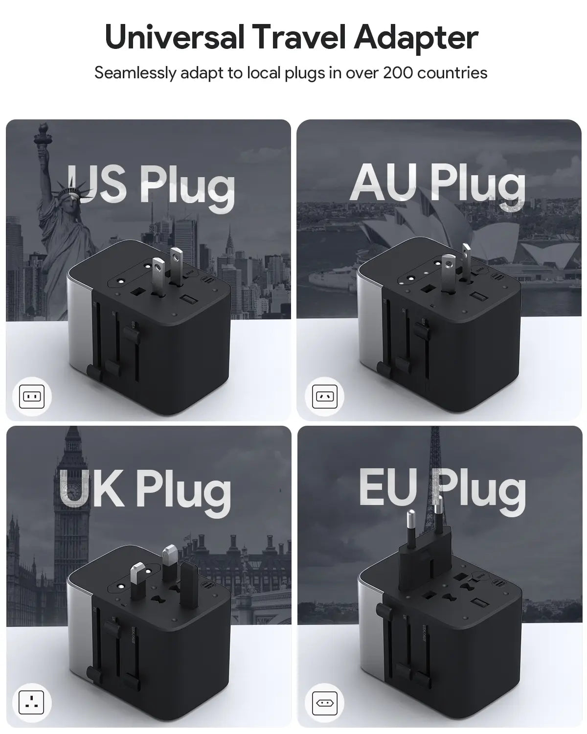 Aukey Travel Mate Universal Adapter with USB ports 35W (PA-TA07A)