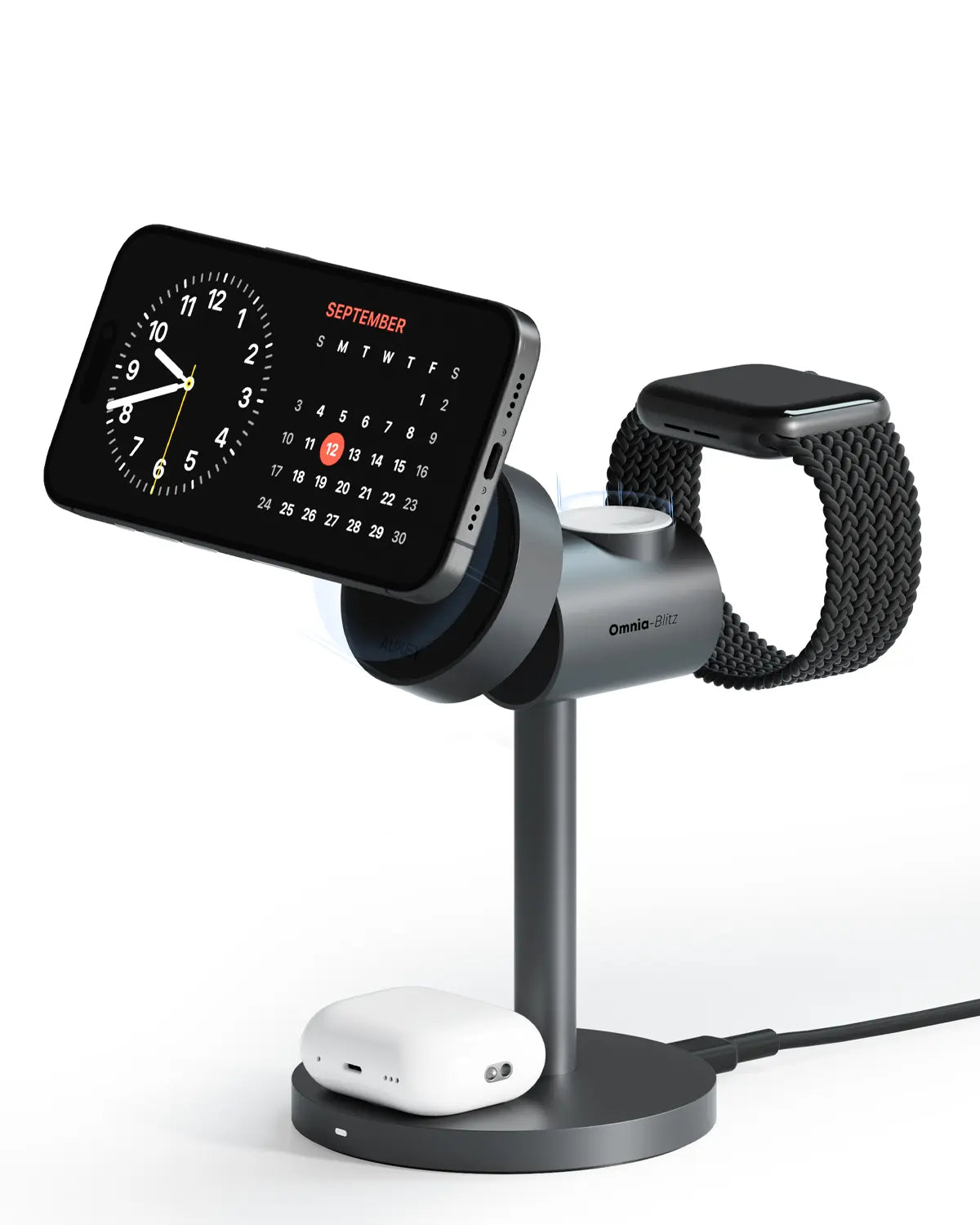 Aukey Fast Wireless 3 in 1 Phone Charger Qi2 15W for Desktop (LC-MC311)